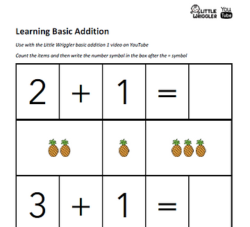 Workbook for kids learning addition
