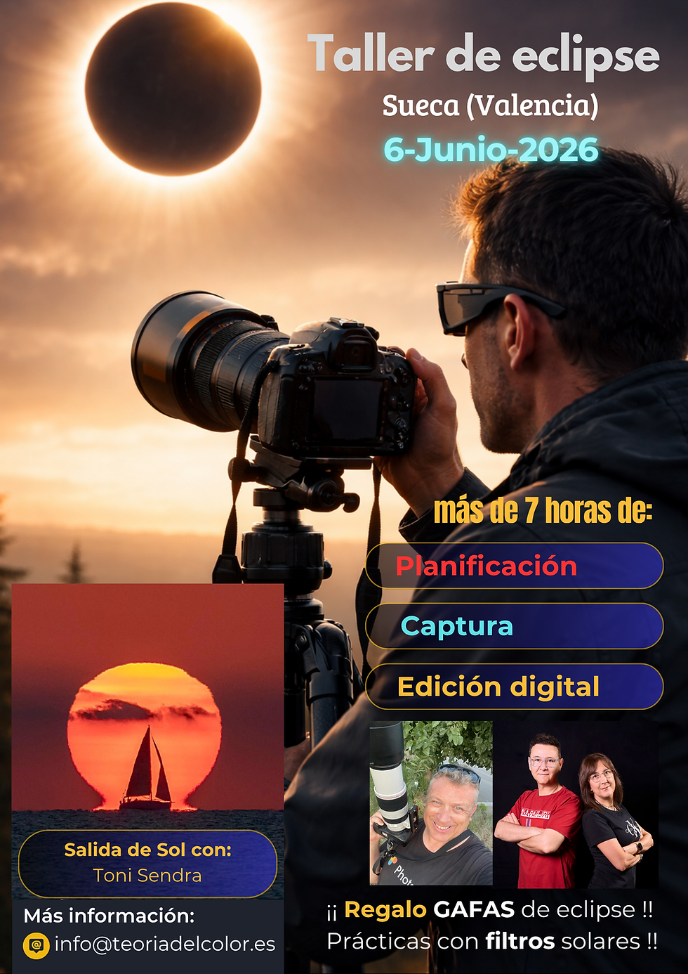 Taller de eclipse 2026 España en Sueca - Valencia . Planificación, Seguridad, Captura y Edición
