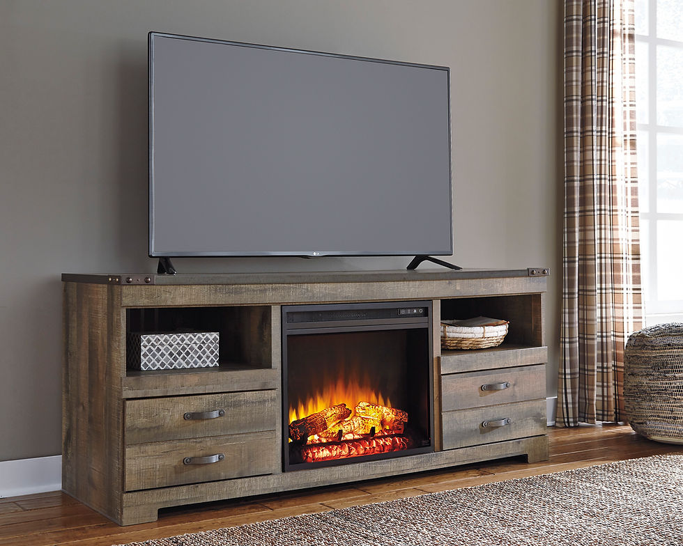 Trinell Rustic Brown 64" in TV Stand with Fireplace