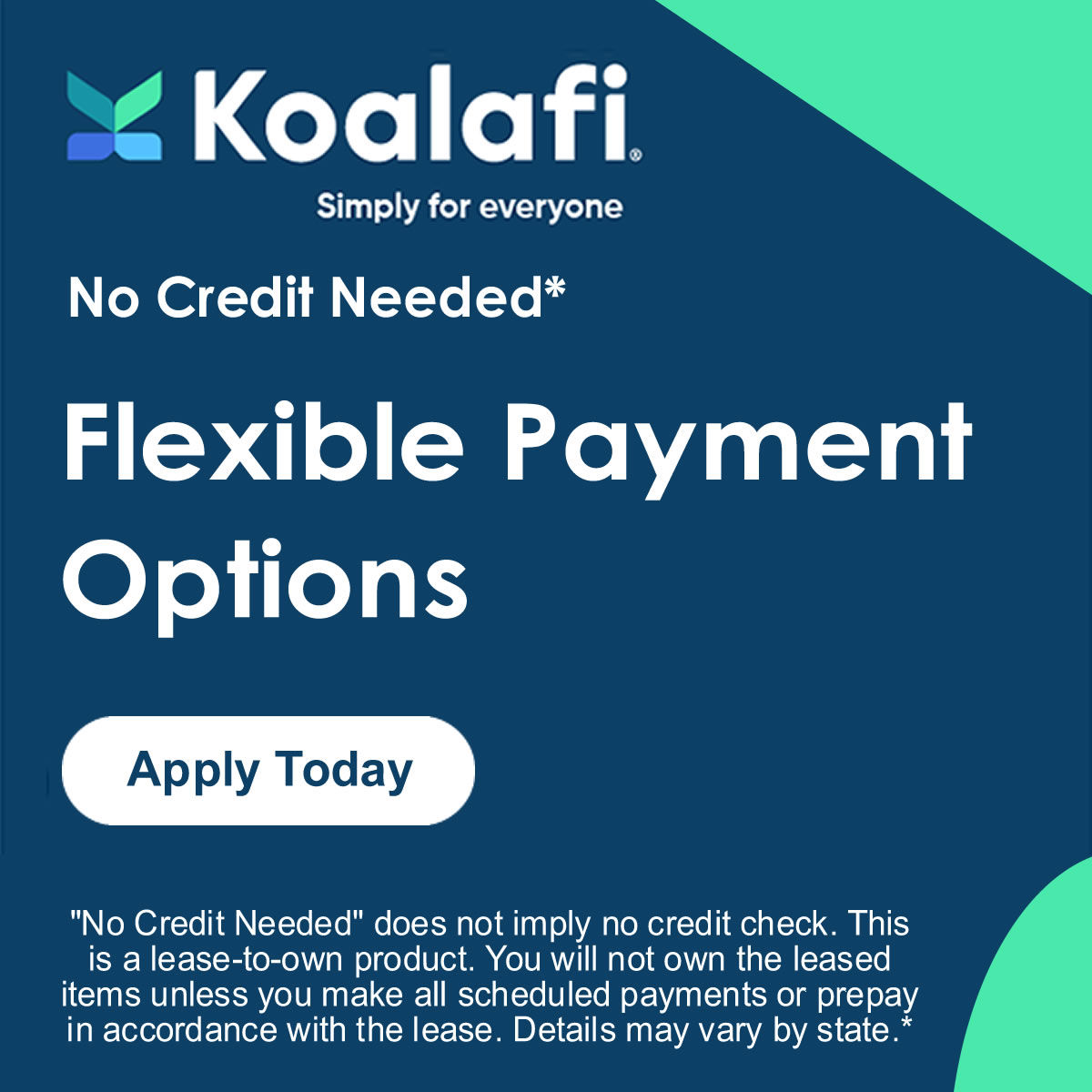 Flexible Payment Options!