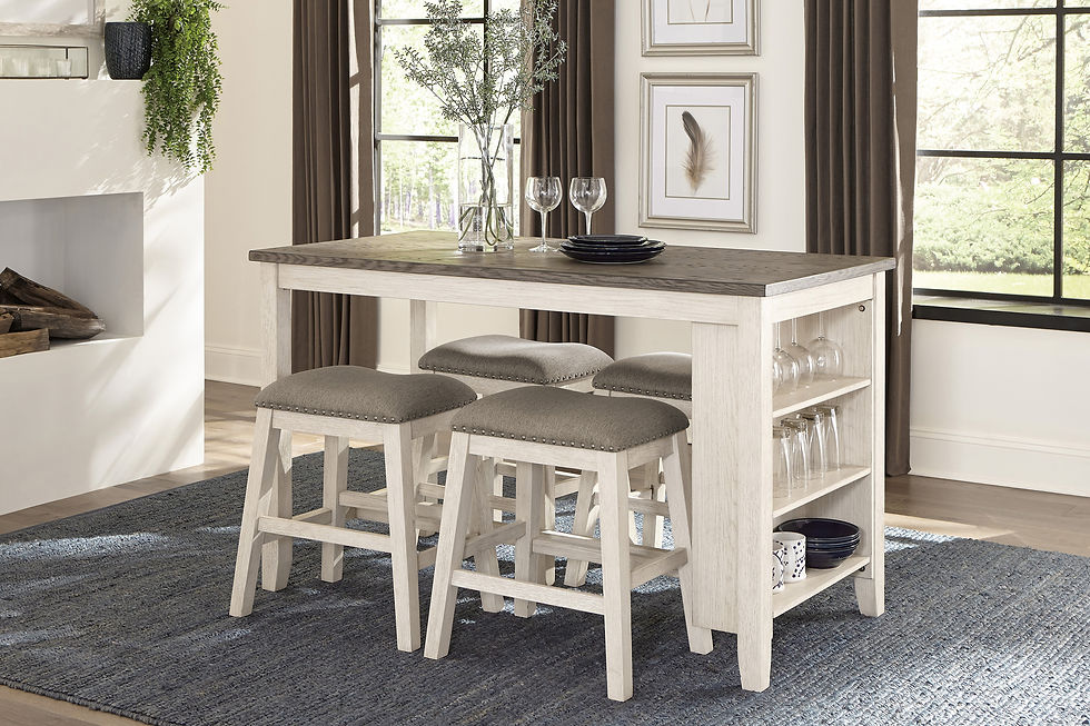 Timbre Two-Tone Whitewash Counter Height Table & 4 Stools