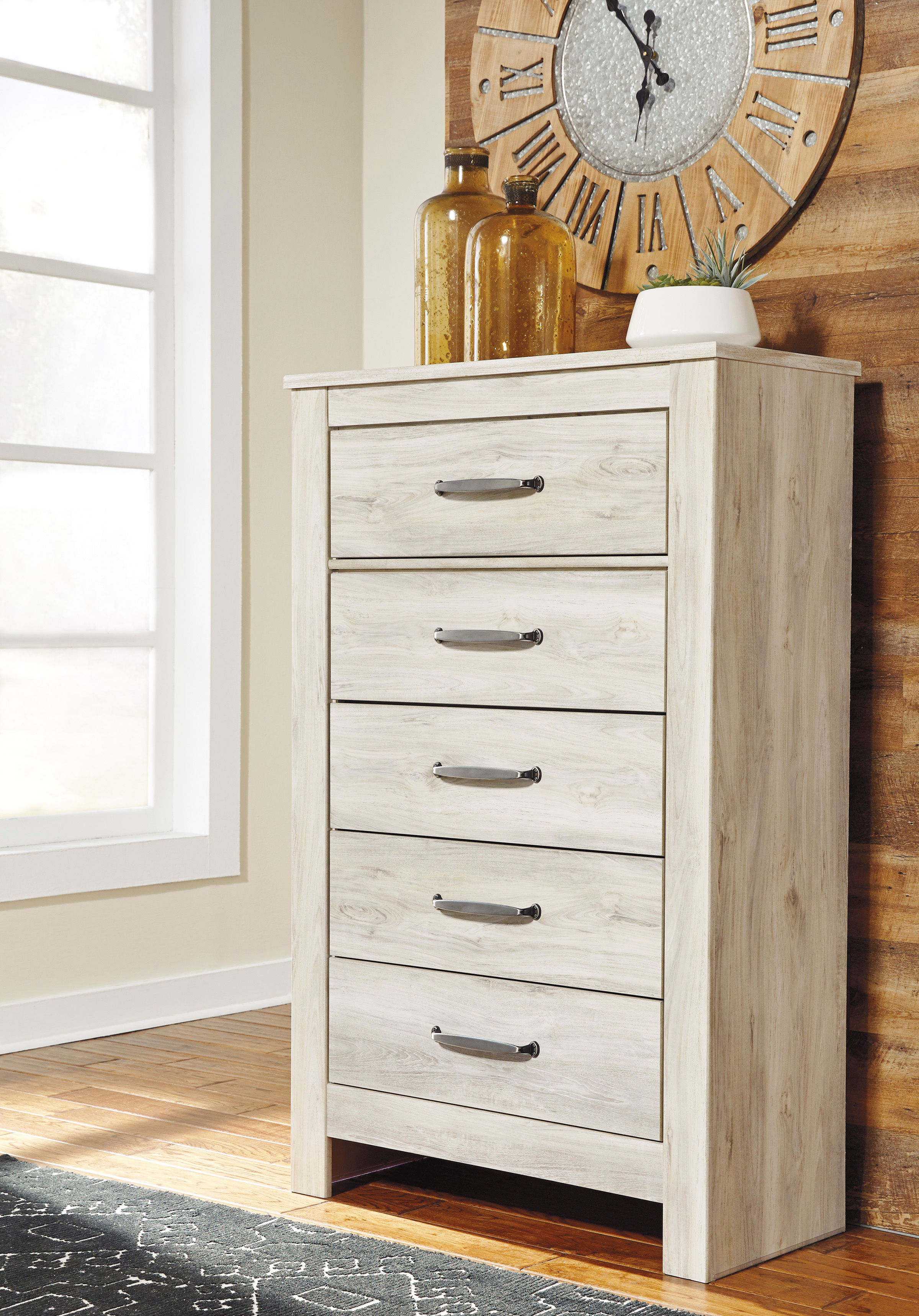 Bellaby Whitewash Five Drawer Chest