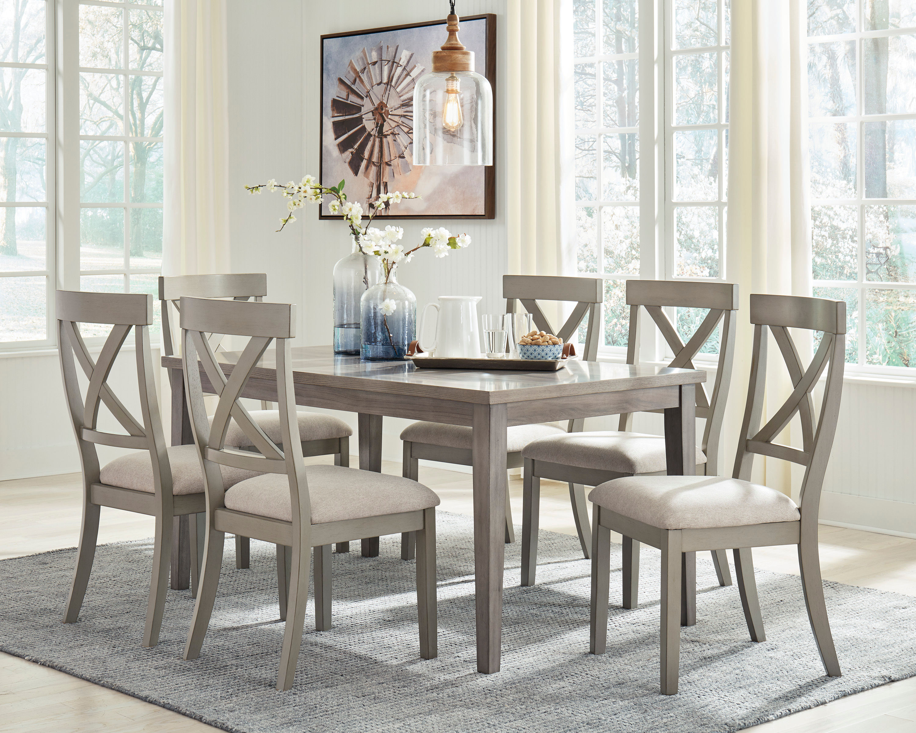Parellen Gray Dining Table & 6 Chairs