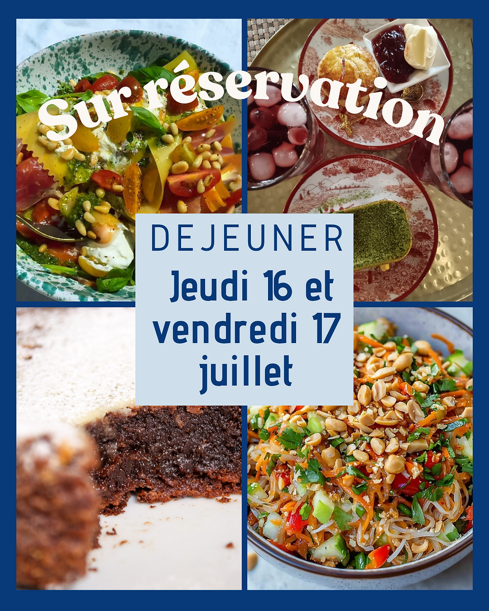 🥗 Lasagne froide au saumon ou jambon cru
Burrata, pignon, tomate, basilic et pesto
Ou
🥗 Salade de nouilles de riz, concombre, tomates, cacahuète, carotte, persil.

Desserts @madame.h & @amalys.patisserie

@commercantschatou