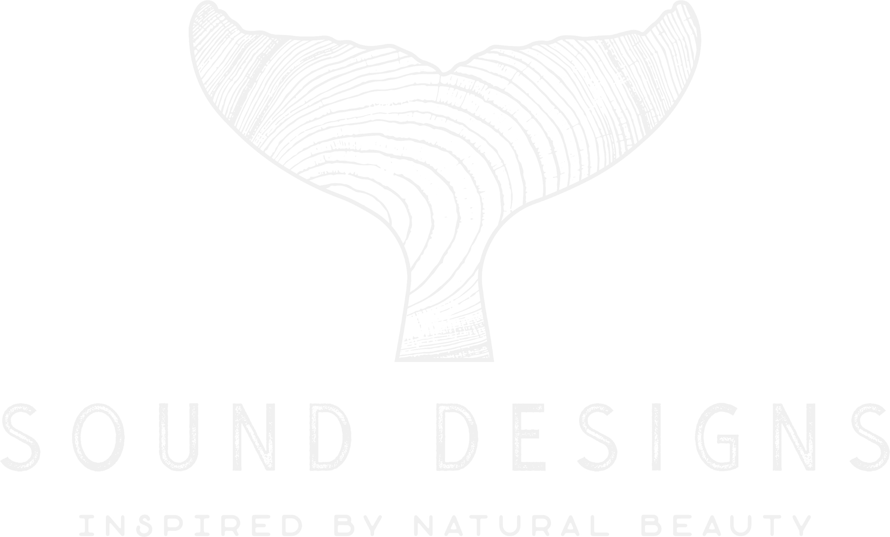 Sound Designs New York logo, a whale tail drawn from tree rings