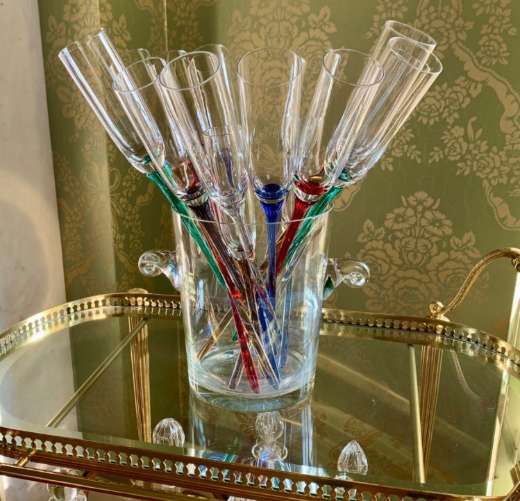 Coupes à Champagne En Verre Soufflé XXème Siècle