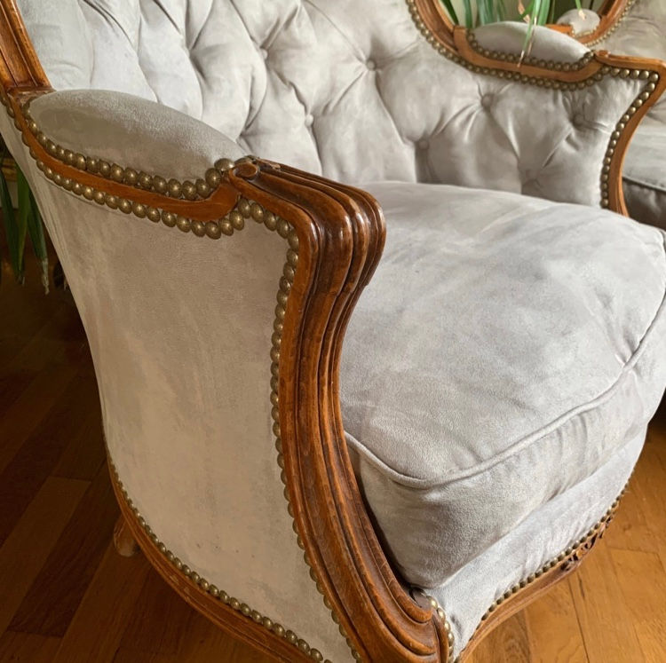 Miniature : Large Paire De Bergères Capitonnées De Style Louis XV