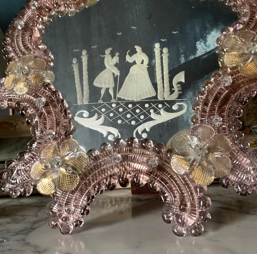 Miniature : Miroir de Table En Verre de Murano - Style Louis XV - Vénitien