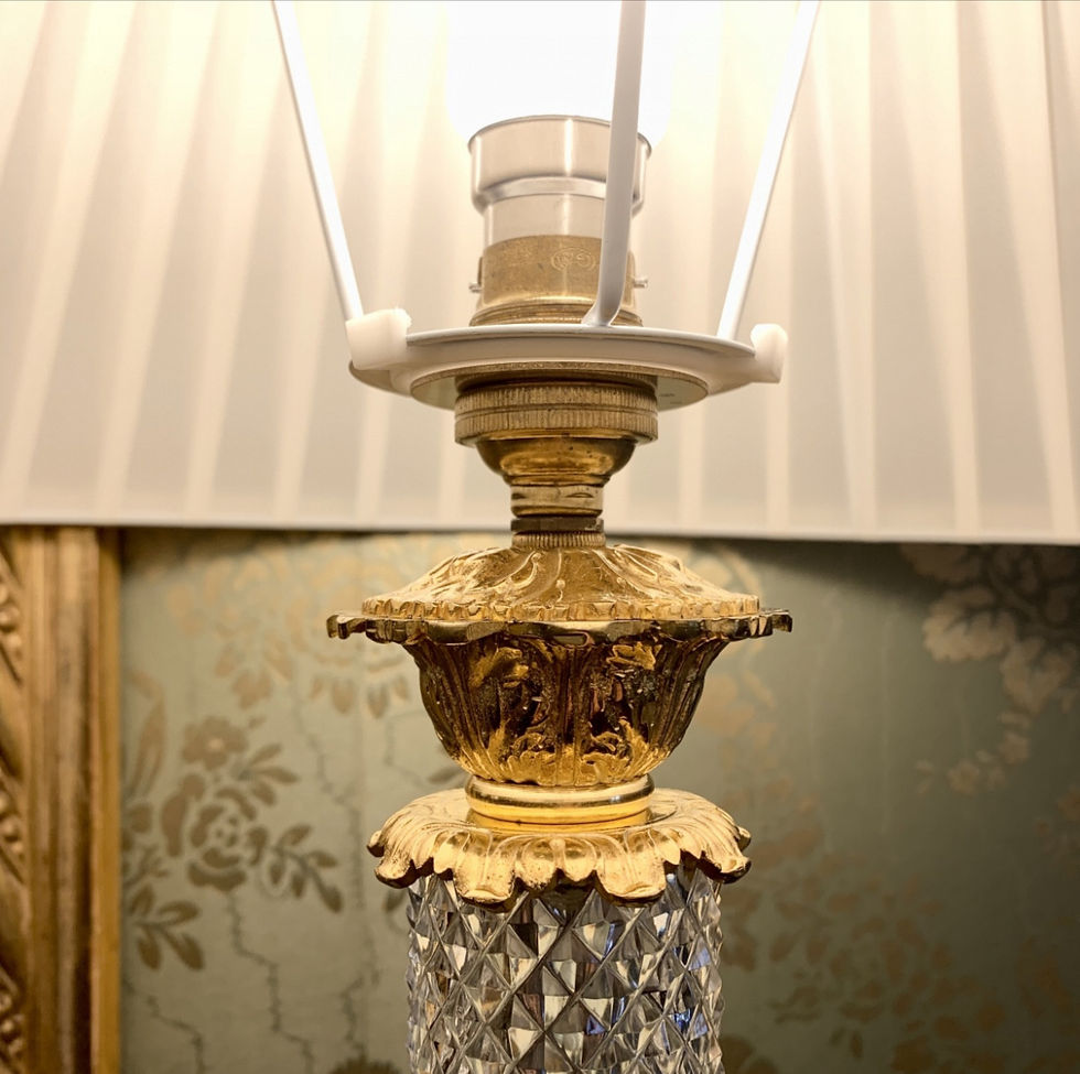 Miniature : Paire De Lampes Colonnes En Cristal Et Bronze Doré
