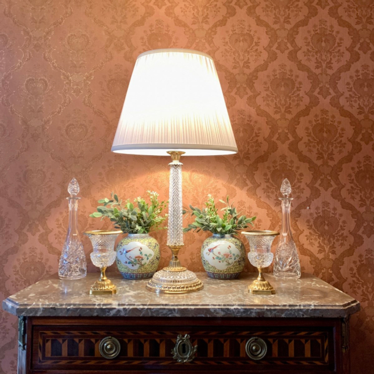 Lampe en Cristal taillé et bronze doré