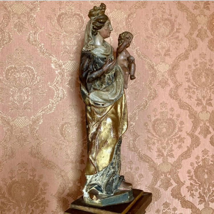 Miniature : Vierge A l'Enfant XVIIe Siècle