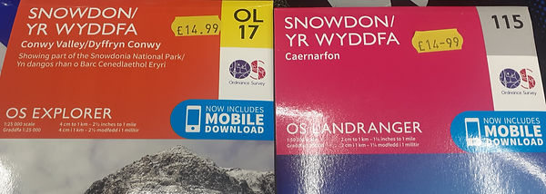 Llun - capsiwn - Mae'r Arolwg Ordnans yn dal i ddefnyddio'r enw Saesneg 'Snowdon' ar eu ma