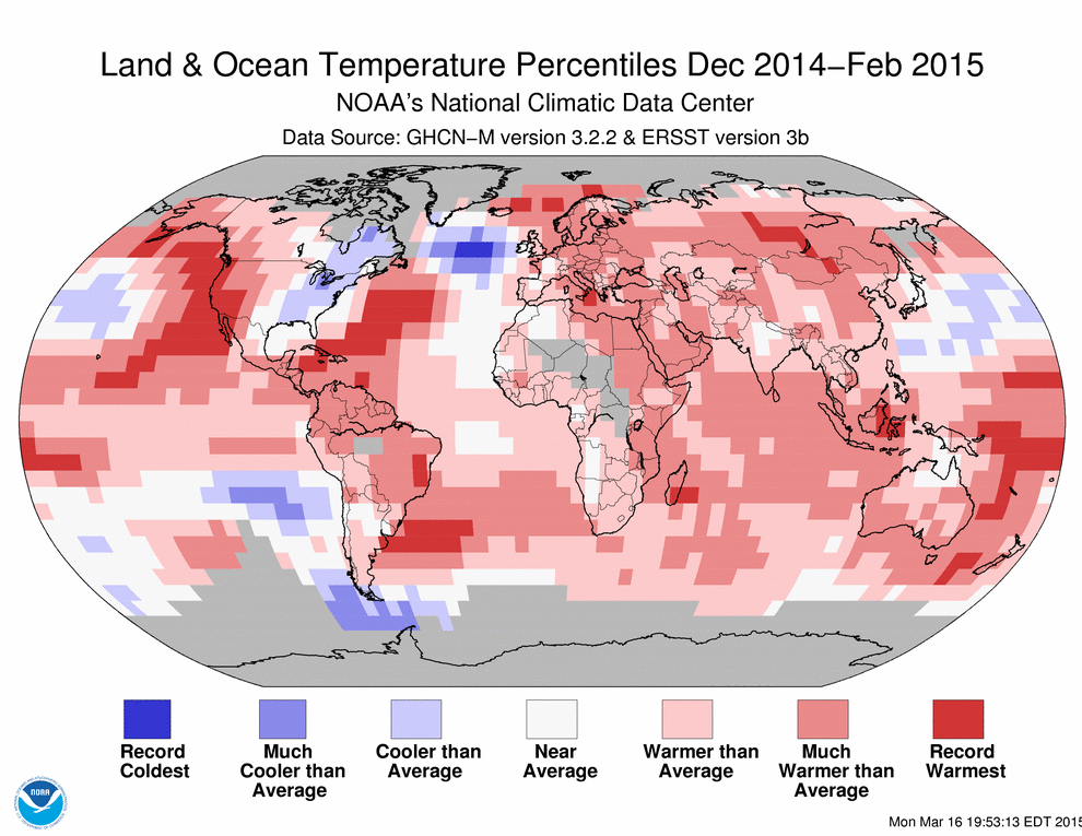 NOAA Land and Ocean Temperatures 2015