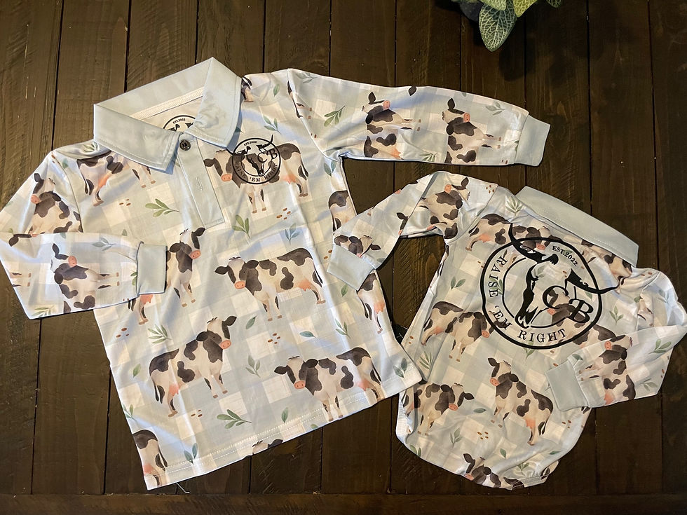 Gingham Cow CB Country Fishing Shirt/Romper