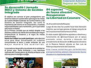CORTOLIMA al Día 8 al 15 de agosto