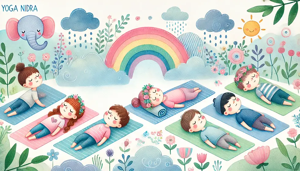 Niños meditando en yoga sidra