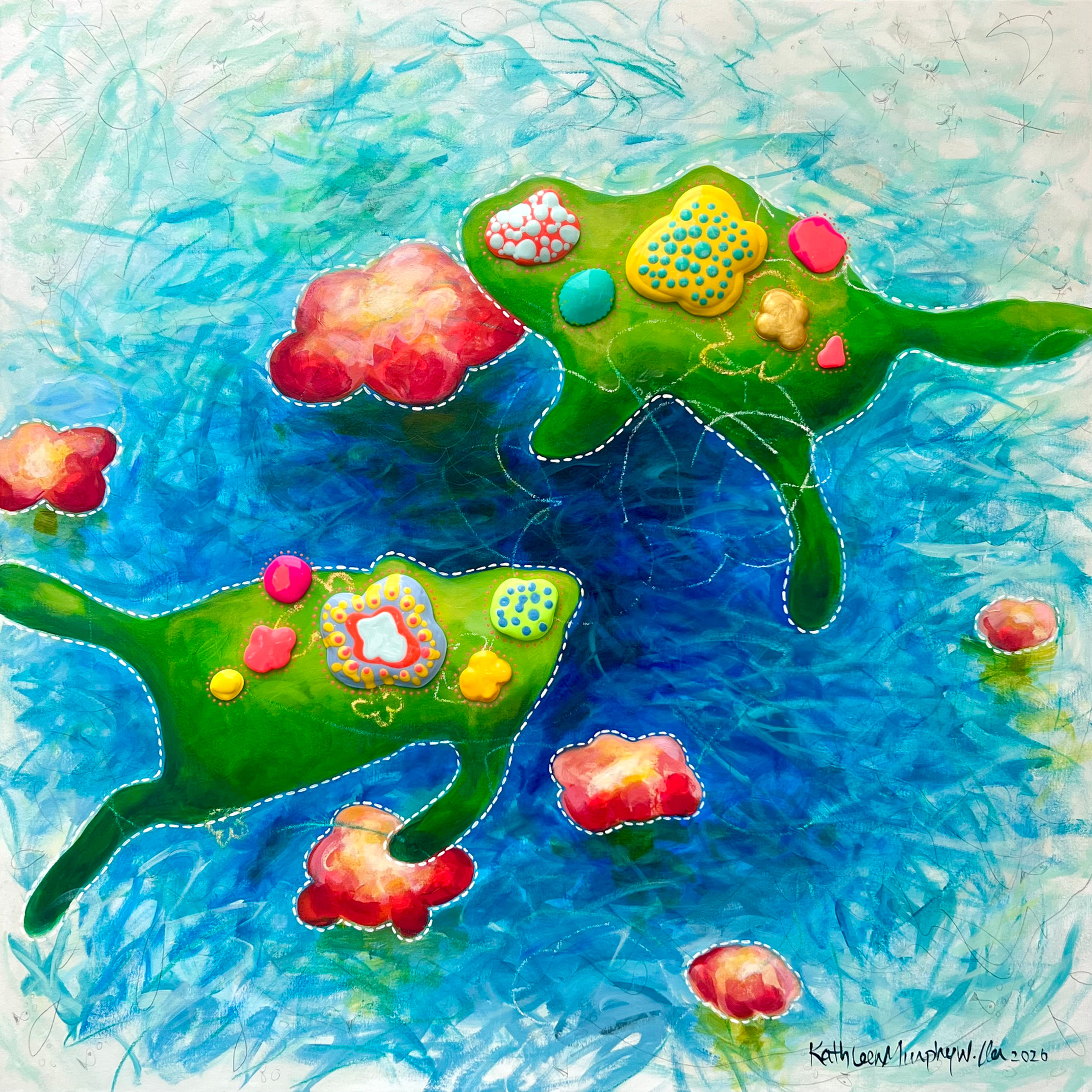 Swimming Frogs 36x36