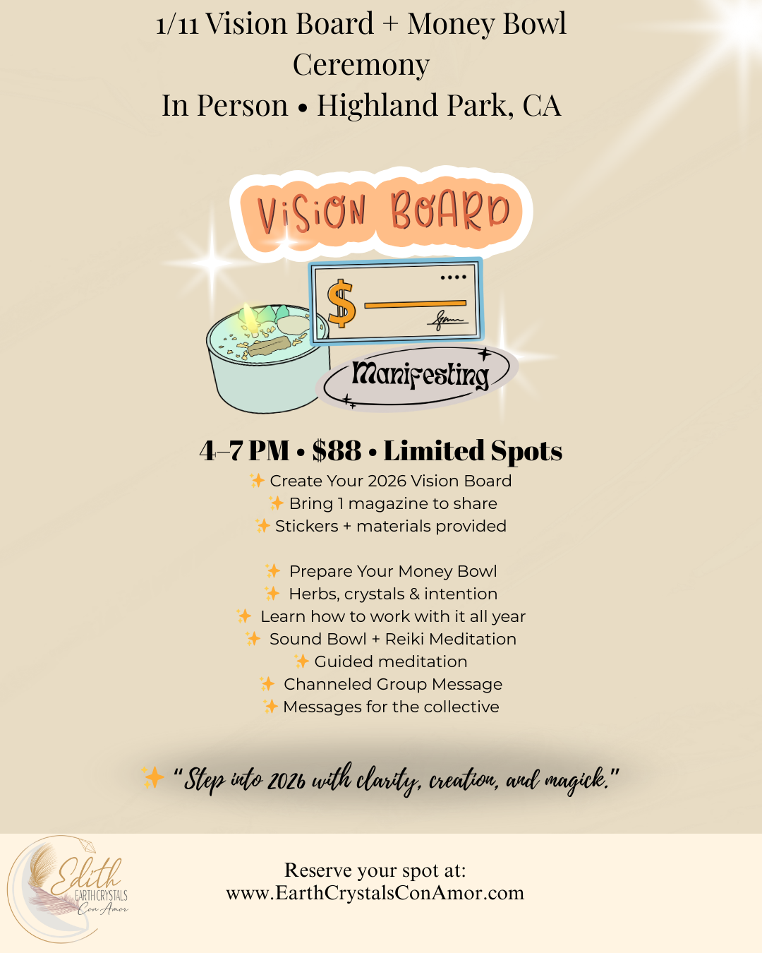 1/11/26 In-Person Vision Board + Money Bowl Ceremony