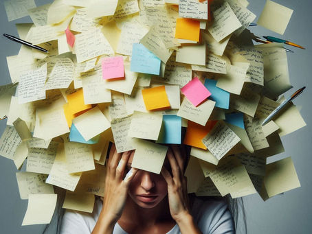post it sur tête d'une personne symbole surcharge mentale Hypnothérapie EMDR Tulay ELASRINancy