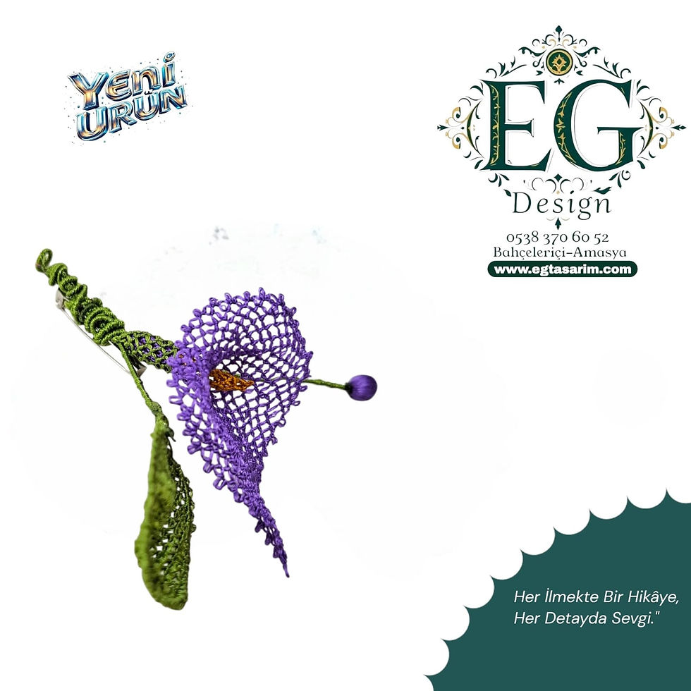 Küçük resim: EG Design Heritage – El Yapımı İğne Oyası Gala Çiçeği Broş/Yaka Çiçeği | EG Tasa