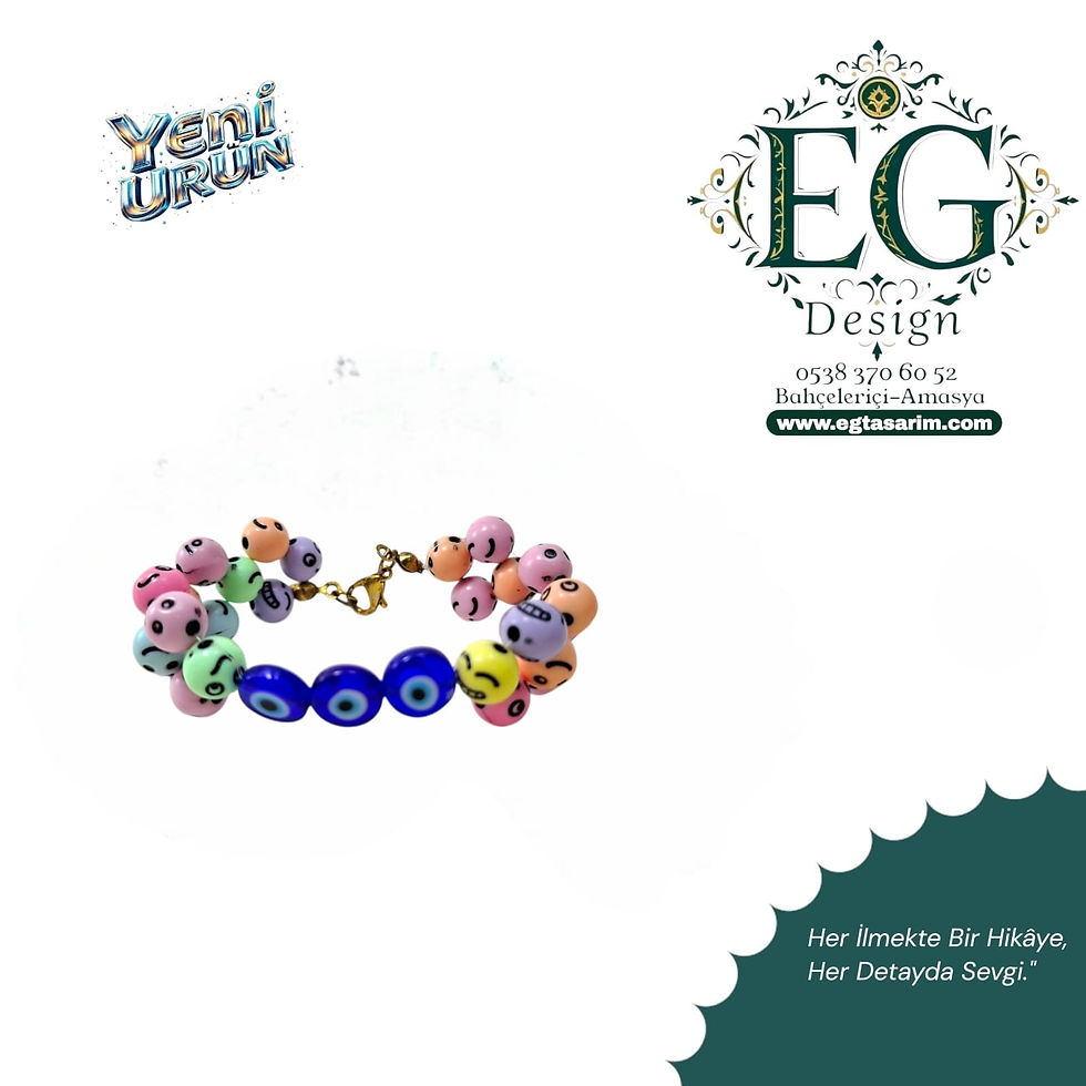 Küçük resim: EG Design Özel Tasarım: Modunuzu Yükselten Renkli "Smiley" Şans Bilekliği | EG T