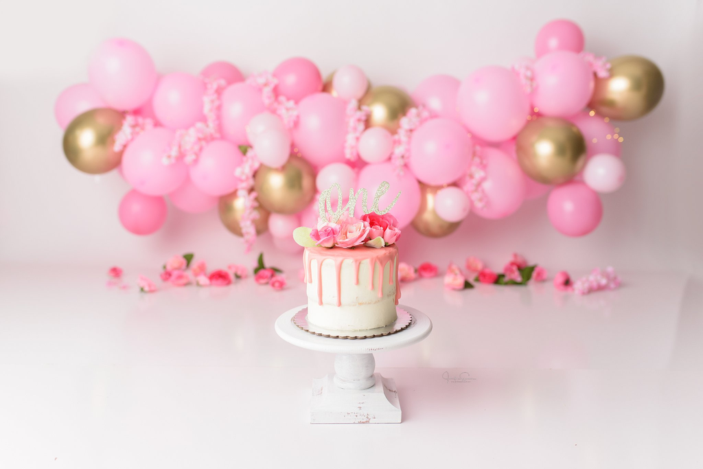 Pink & Floral Balloon Cake Smash | Cake Smash Photos | Jennifer Spencer
