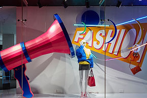 Retailer Debenhams 'Bring it on' campaign at their London Oxford Street store. This retail window was created designed and installed by Stylo. Full of 3D fabrication, all components were made from recycled or recyclable materials