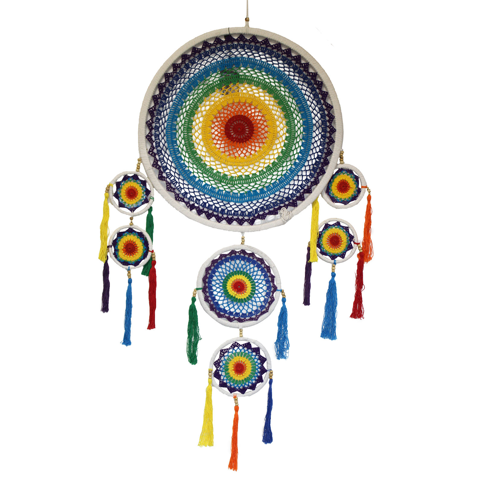 Rainbow mandala dreamcatcher wall hanging