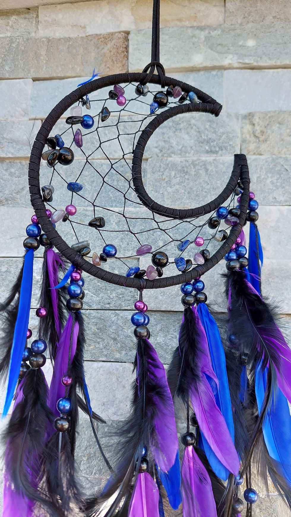 A blue half moon dreamcatcher