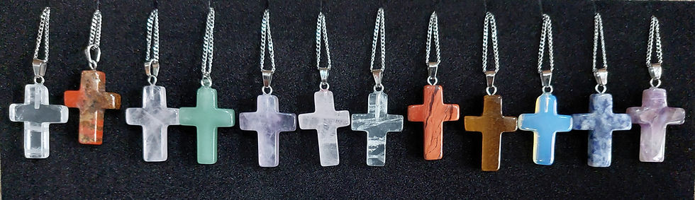 Thumbnail: Crystal cross pendants, stainless-steel chains