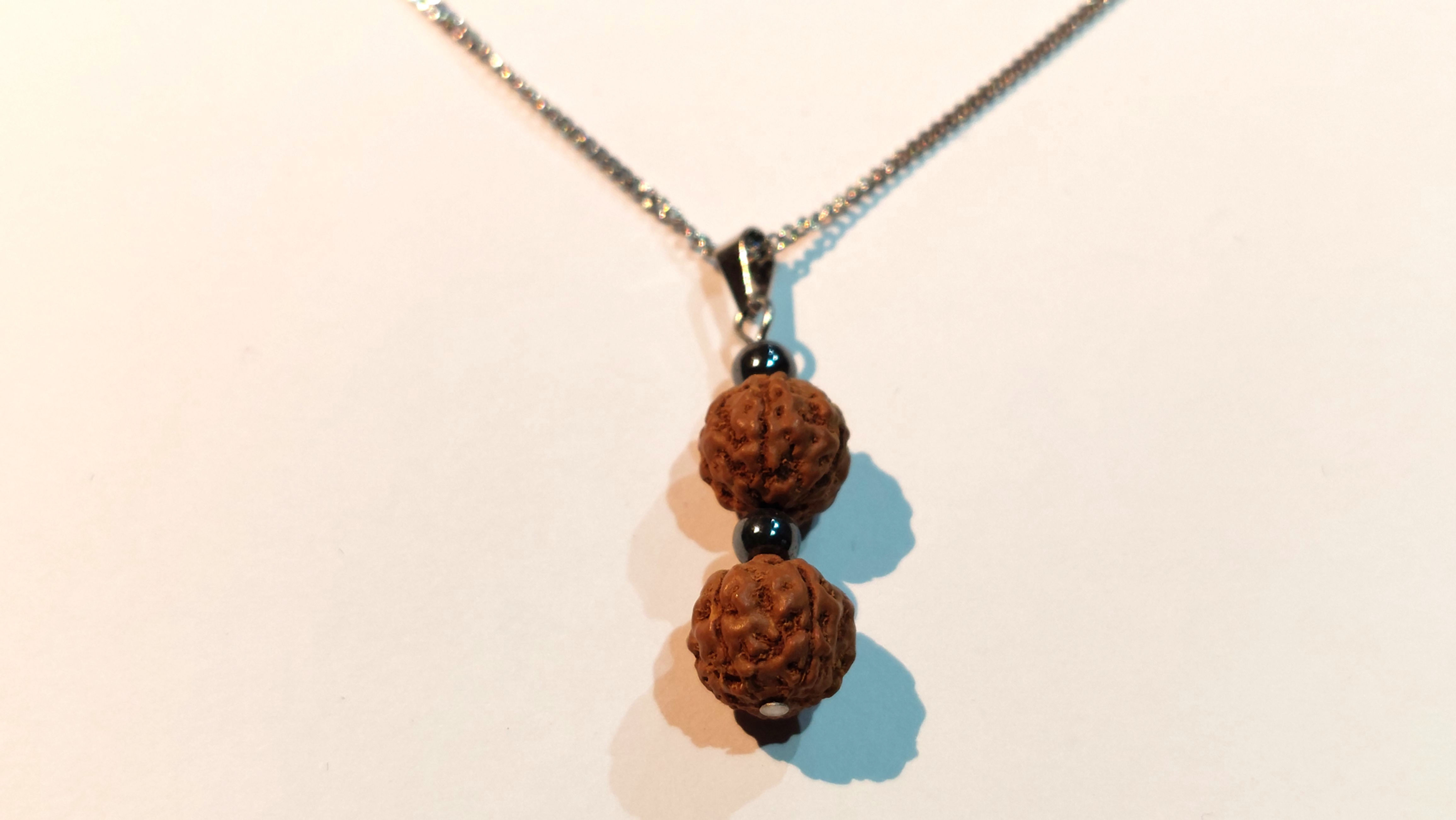 Rudraksha pendant necklace, stainless steel chain