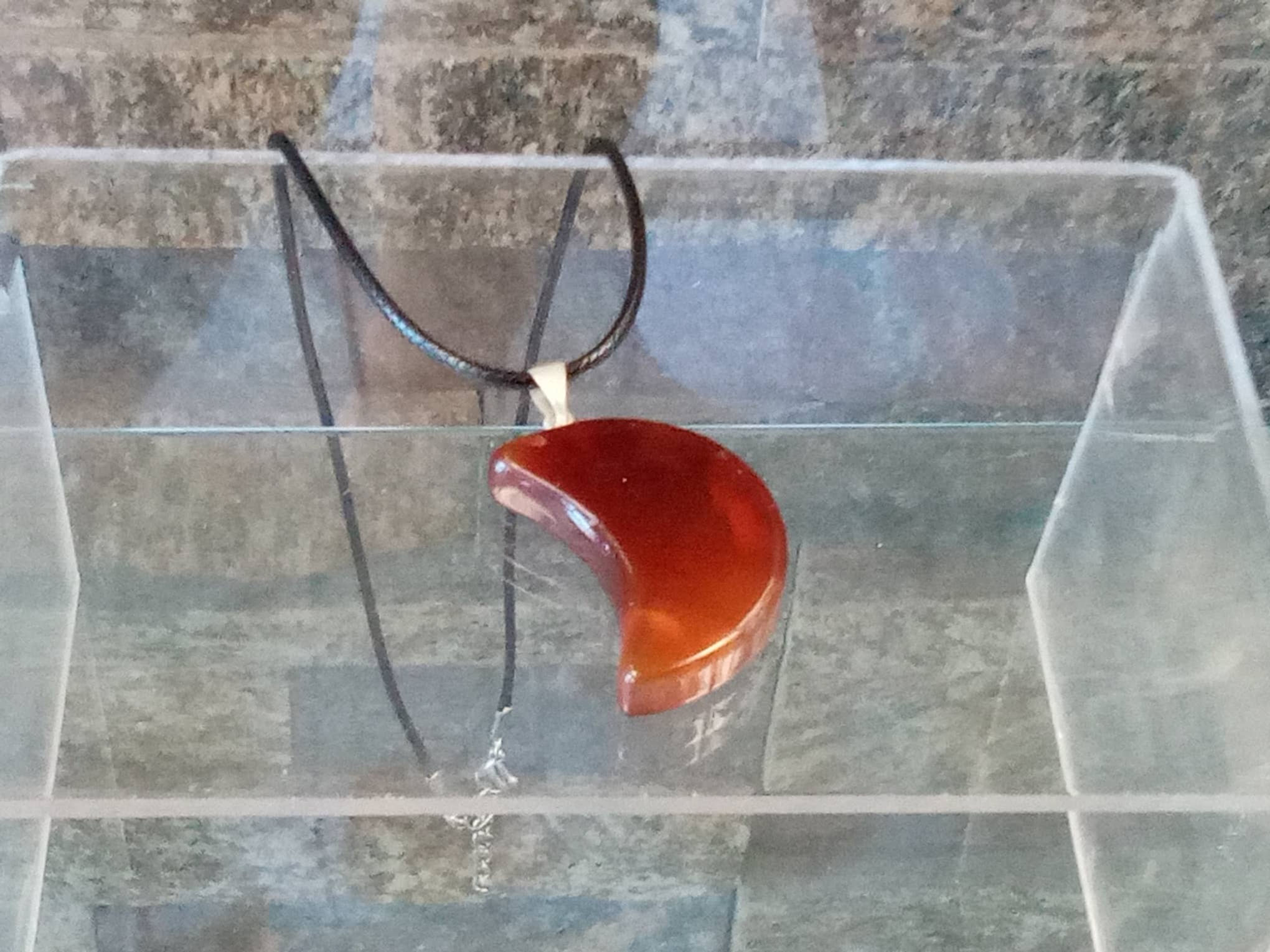 Crescent moon carnelian pendant necklace