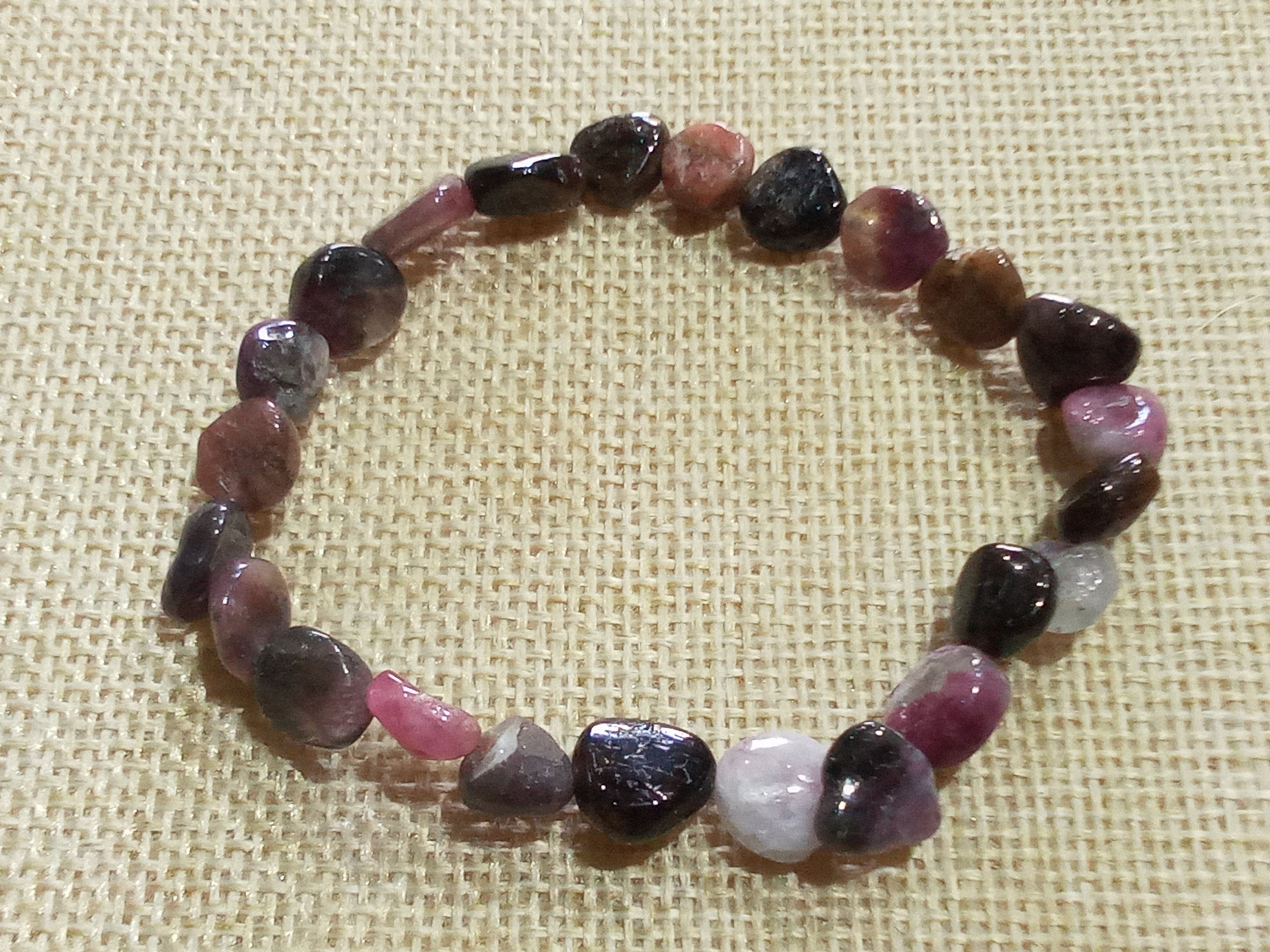 Pink tourmaline bracelet, elasticated