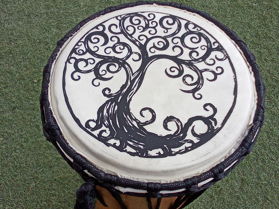 Thumbnail: Black tree of life djembe