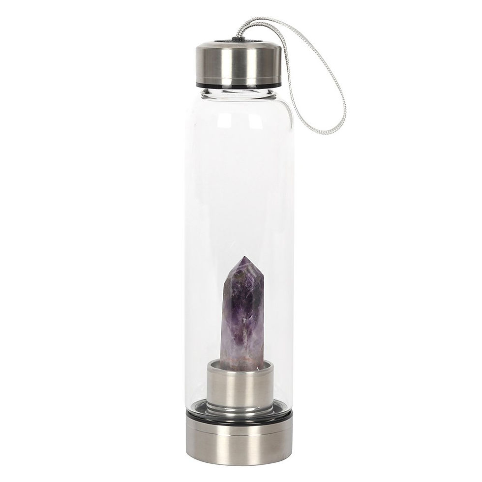Thumbnail: Amethyst crystal water bottle with stainless steel cap