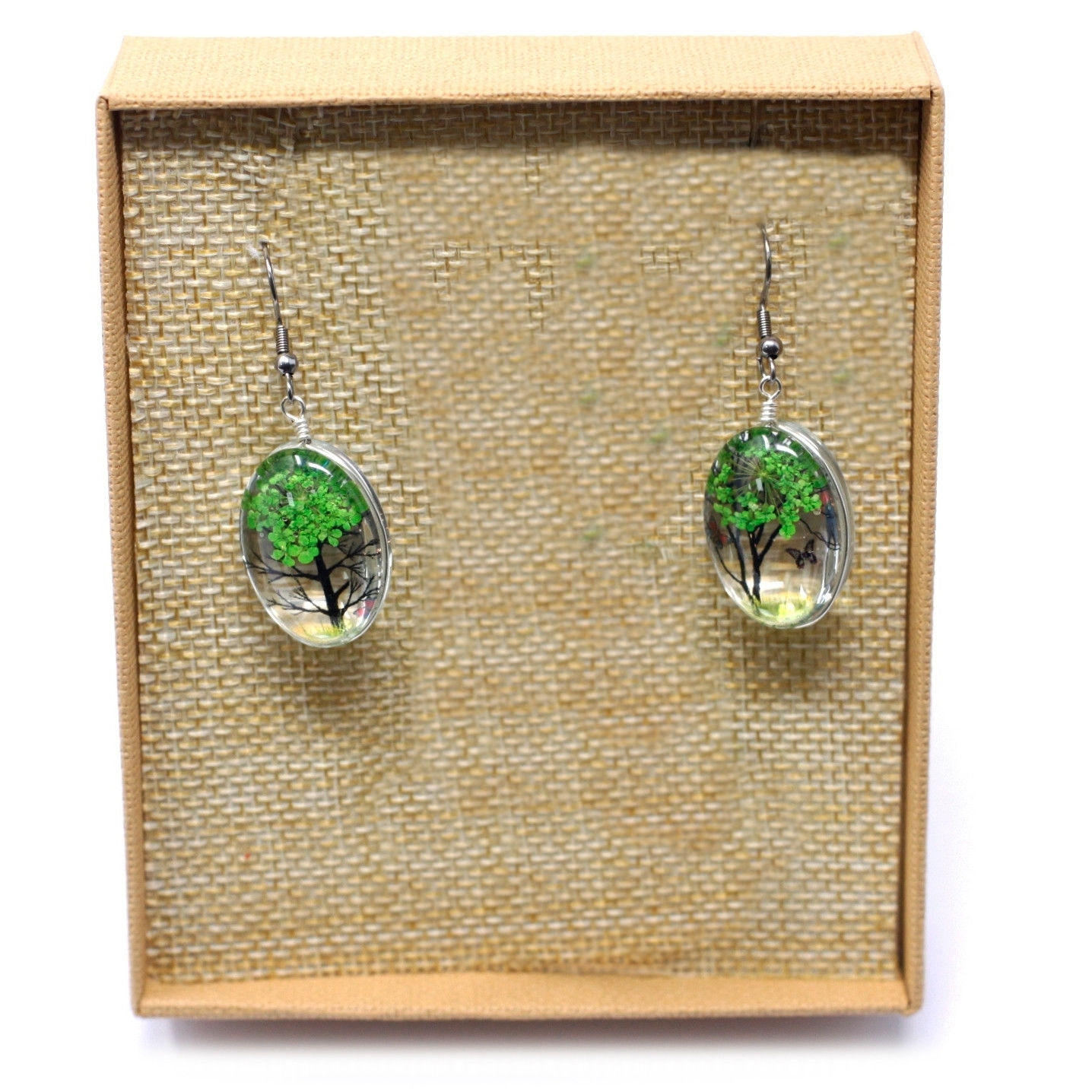 Oval tree earrings in gift box