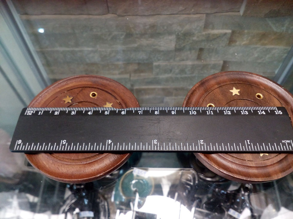 Thumbnail: Two ornate wooden coasters