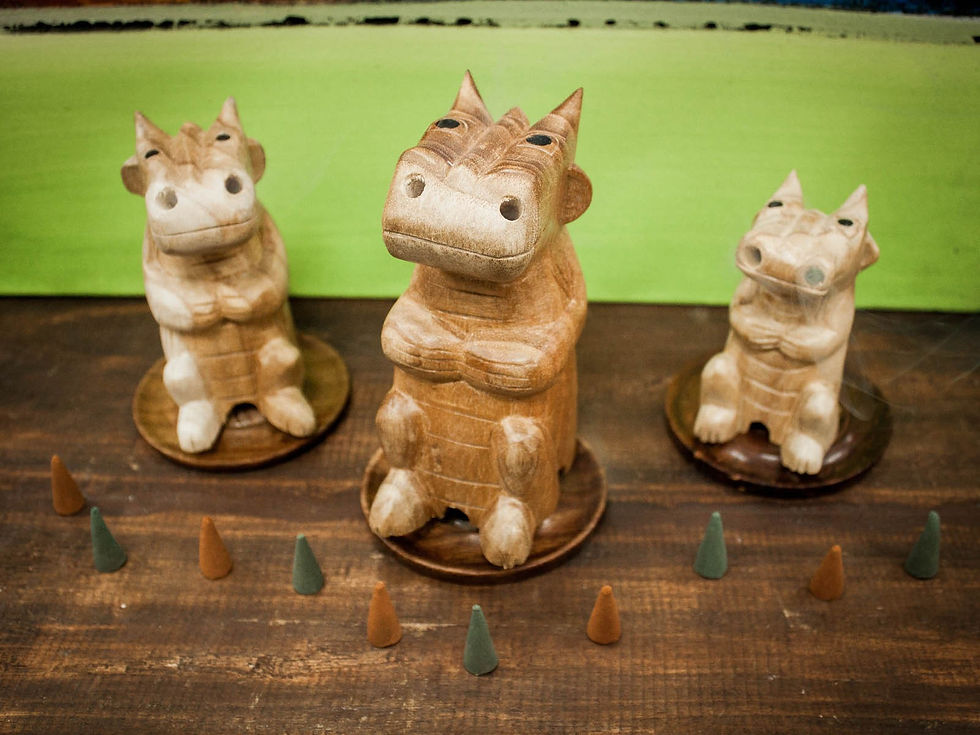 Thumbnail: Three ceramic cow incense burners