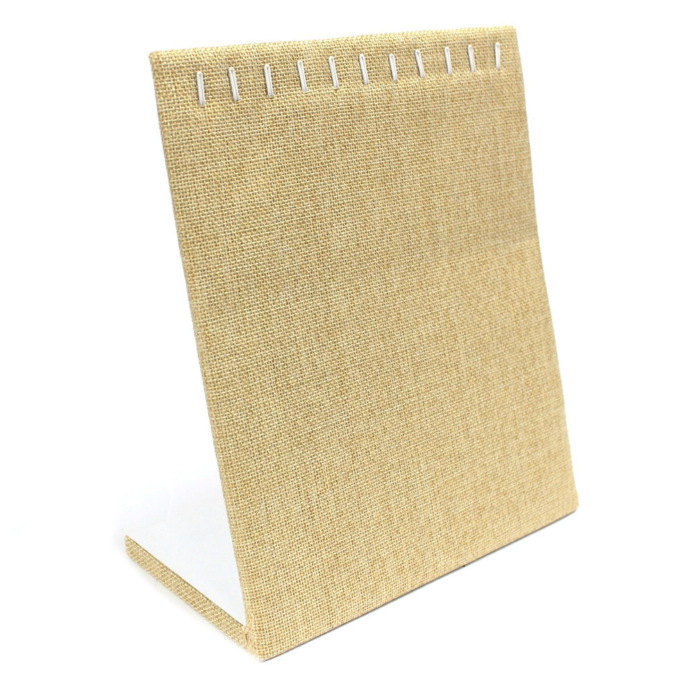 Beige linen jewelry display stand
