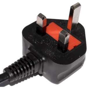 Close-up of a UK three-pin plug