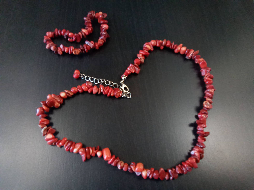 Red coral necklace and bracelet set