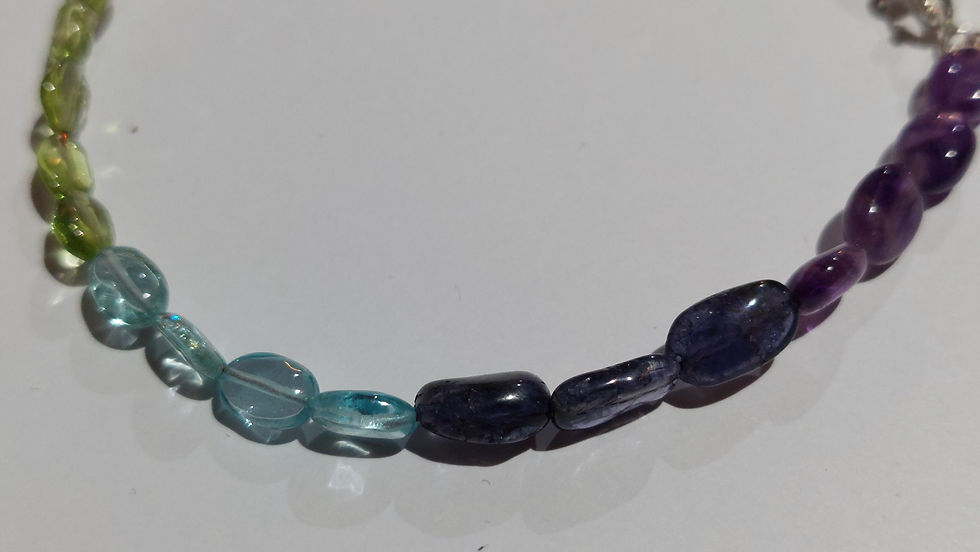 Thumbnail: Blue and purple tumbled stone bracelet