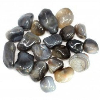 Grey tumbled agate stones