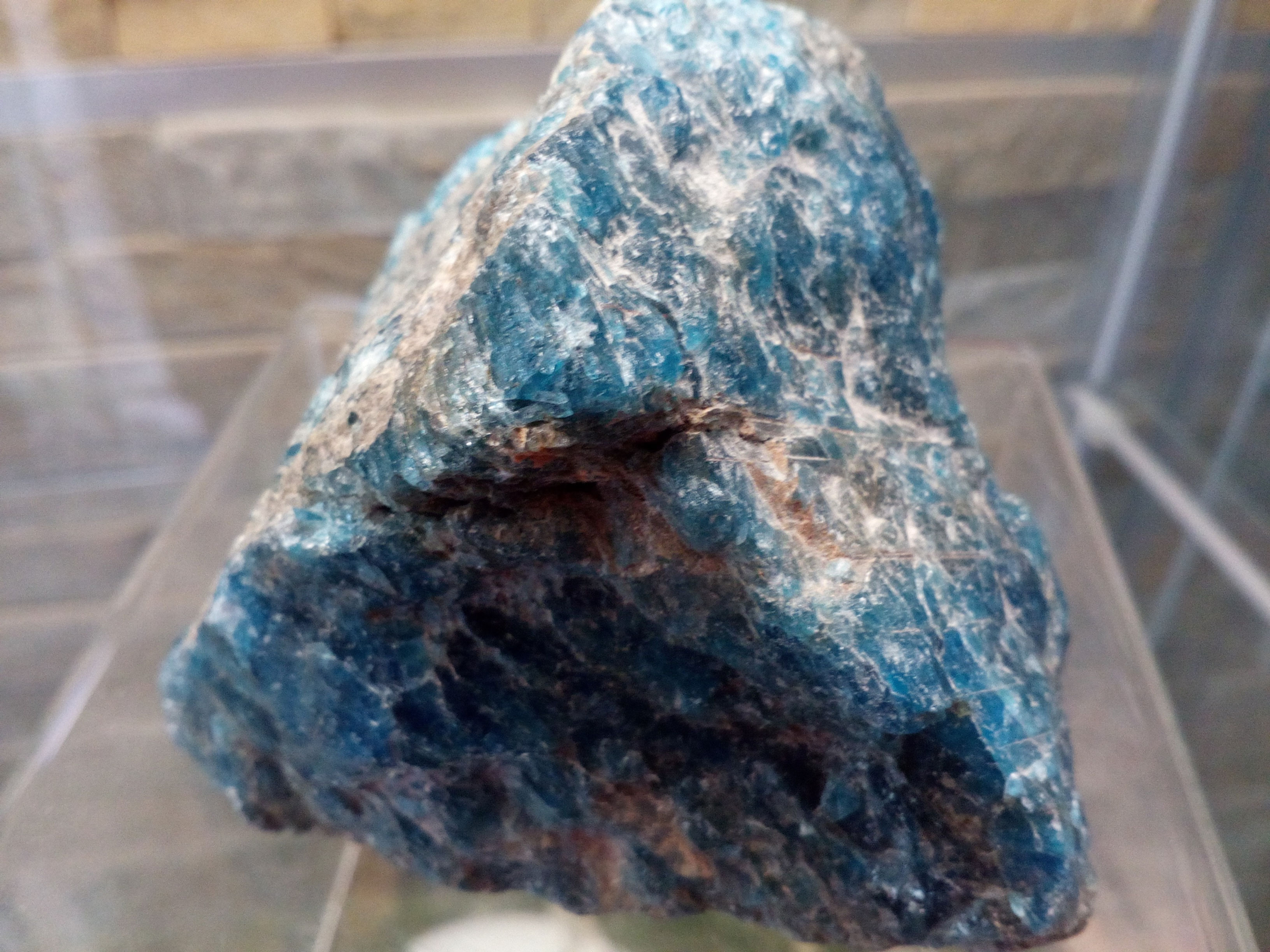 Blue apatite crystal cluster