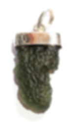 Green Moldavite pendant, silver setting