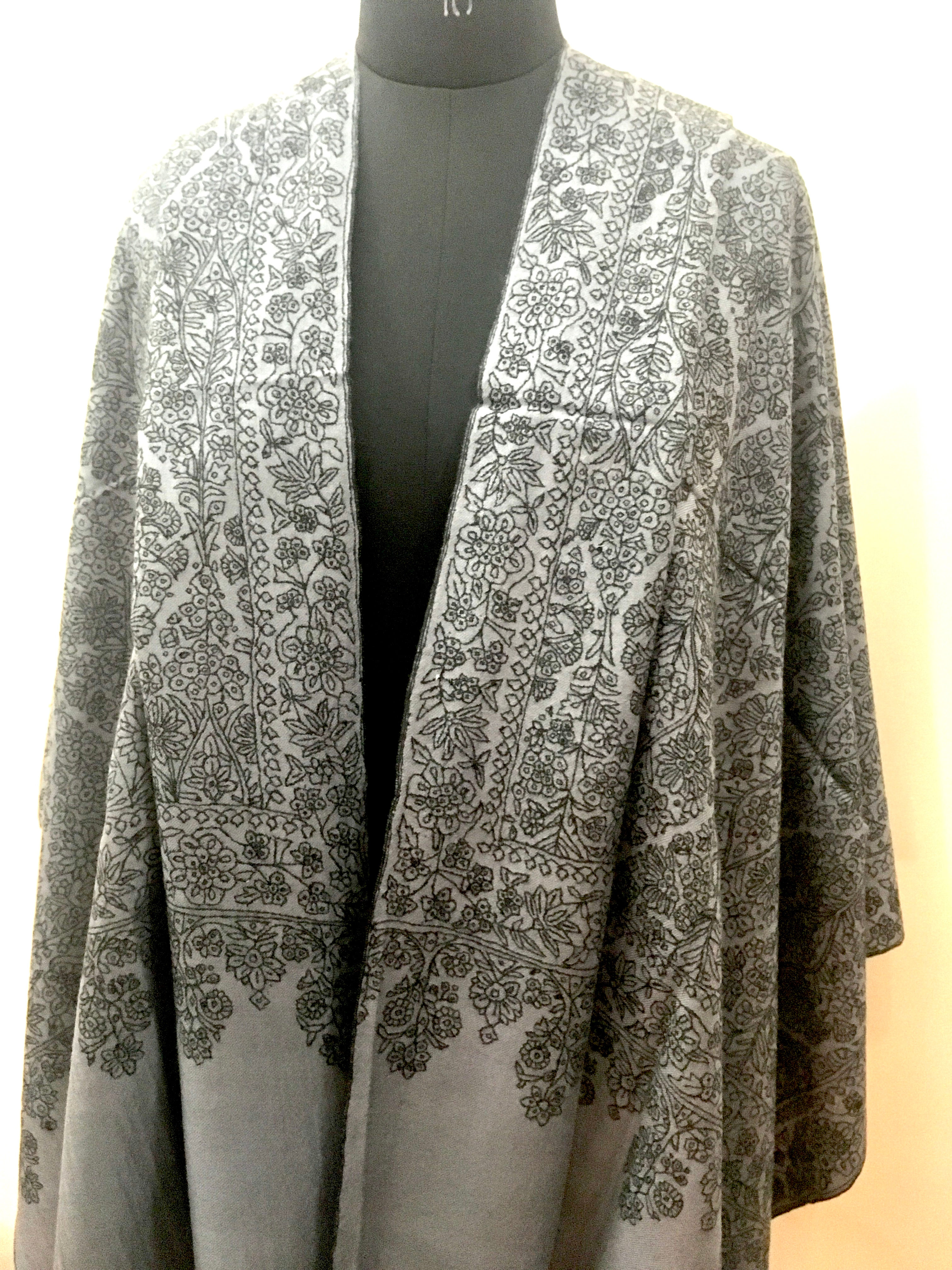 All-Over Hand Embroidered Cashmere Stole