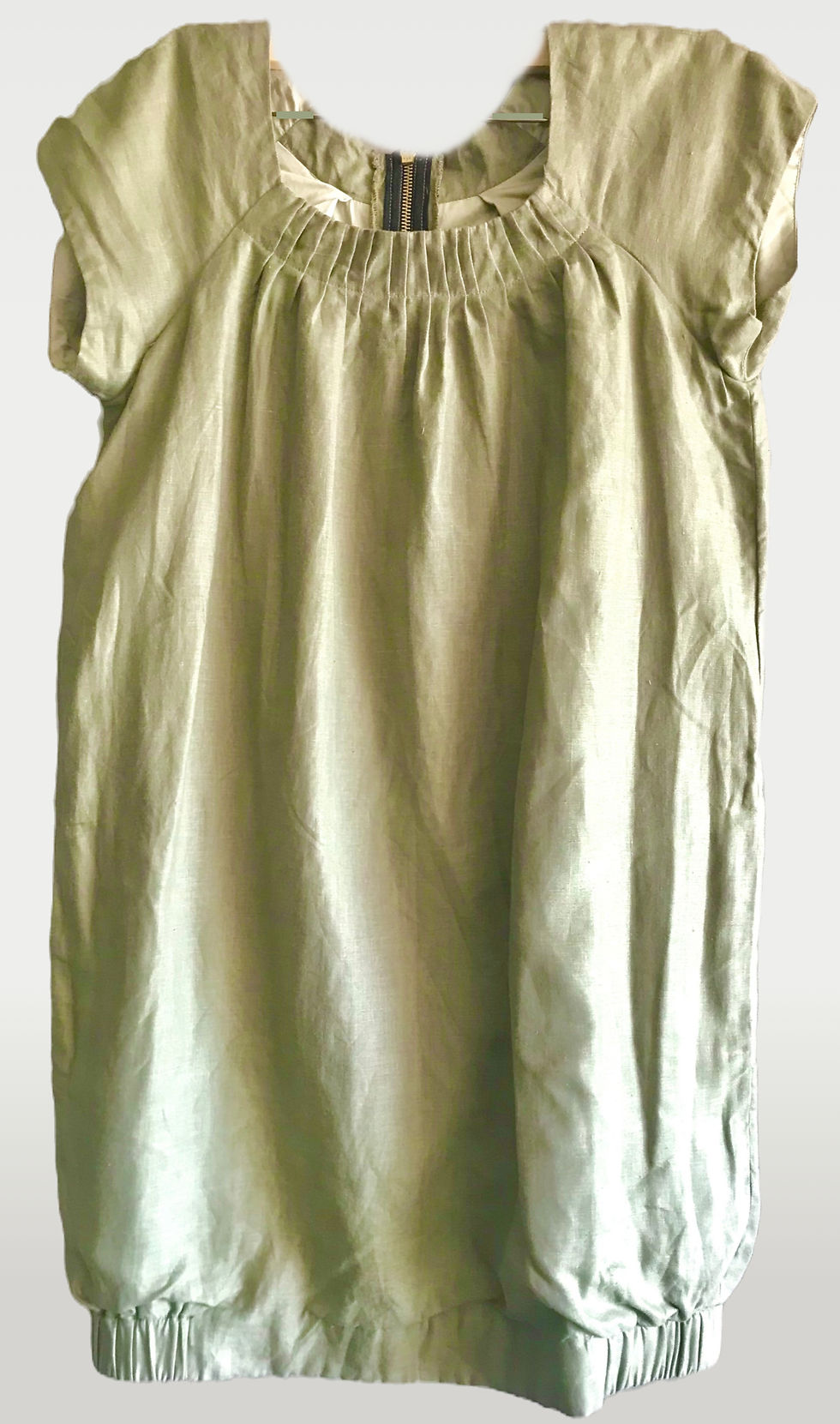 Gathered Linen Mini Dress