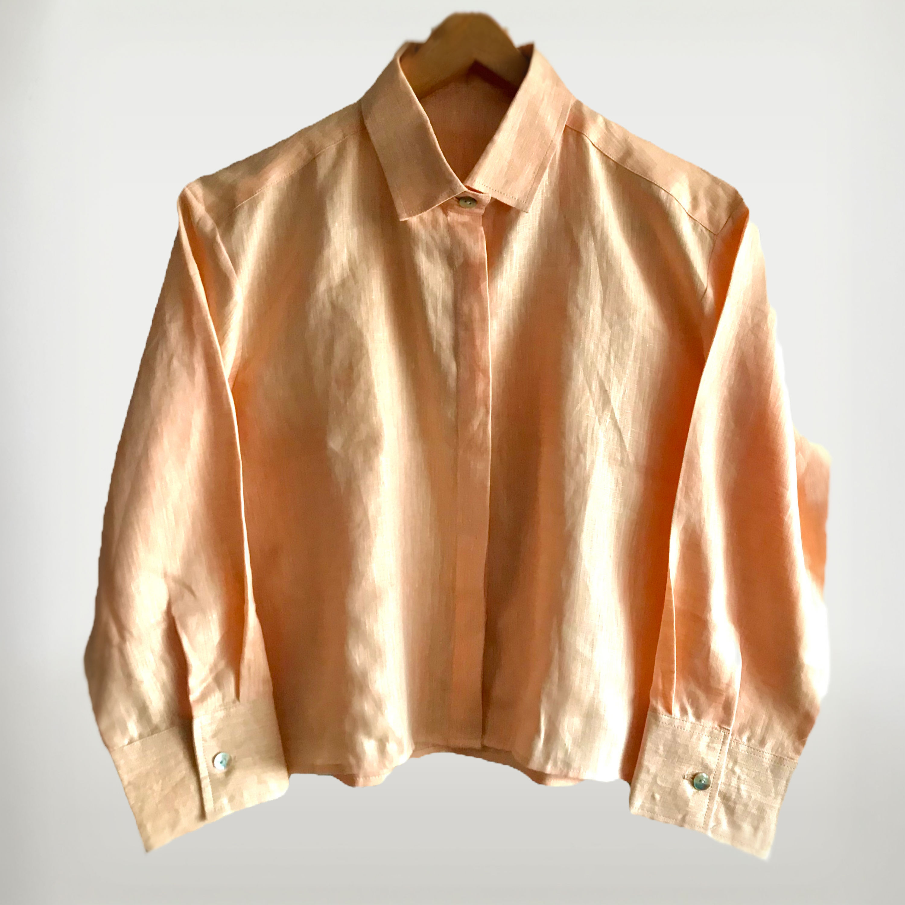 Peachy 100% Linen Cropped Shirt