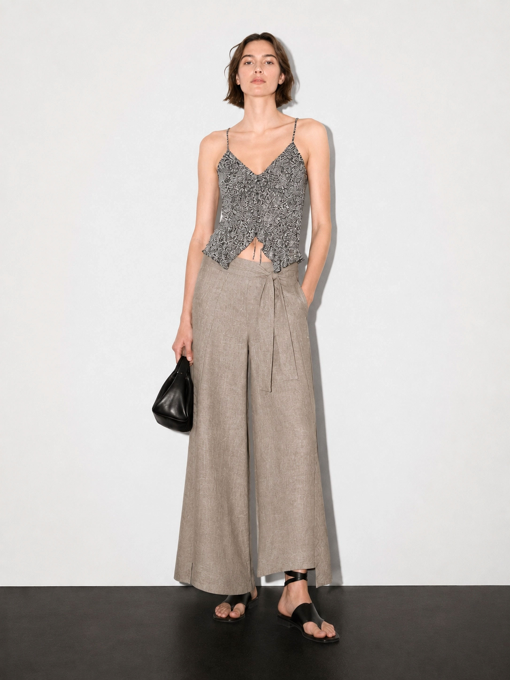 Brown Wrap Linen Trousers