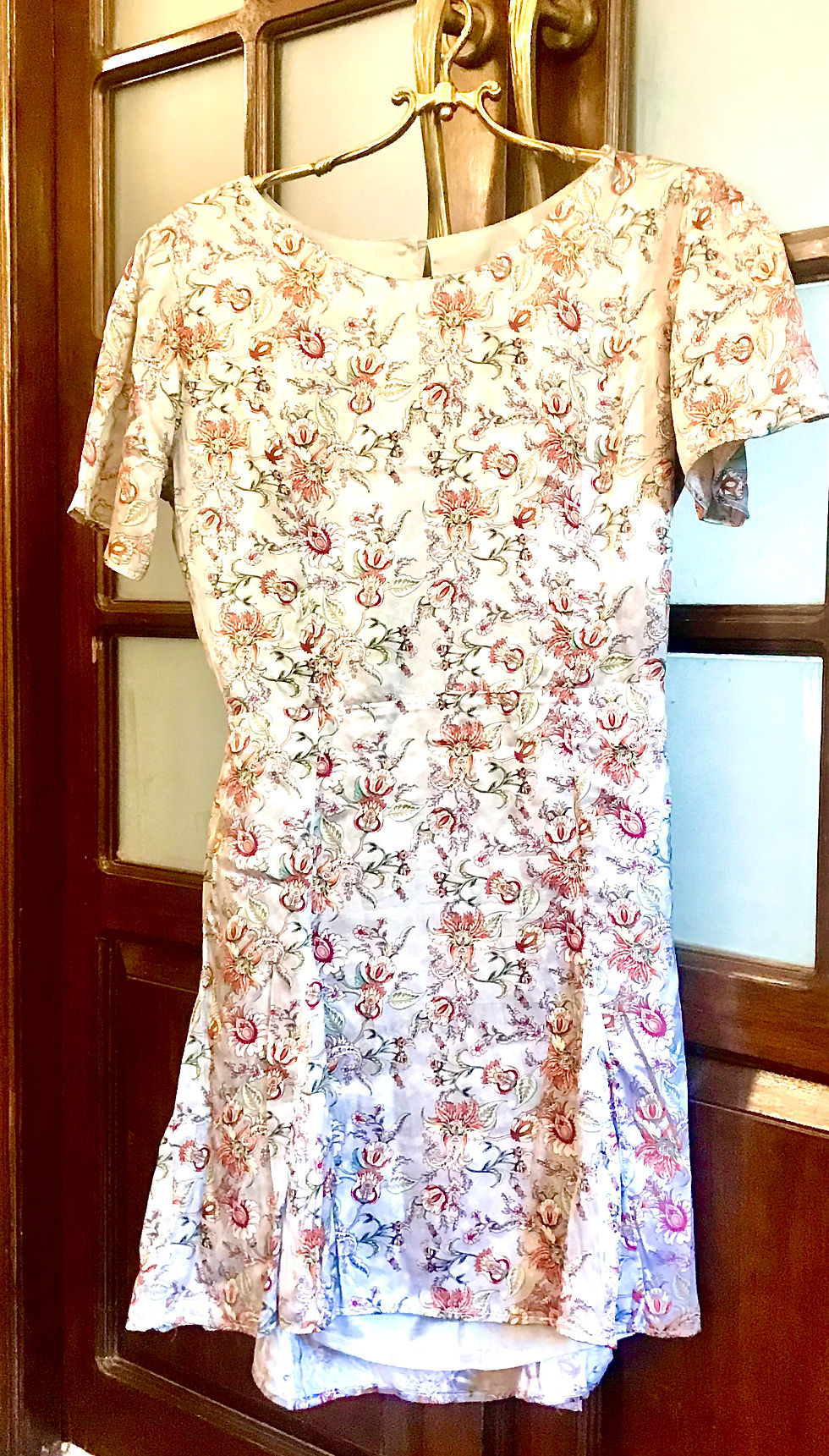 Thumbnail: Moonlit Pleated Cutout Floral-Print Silk Dress